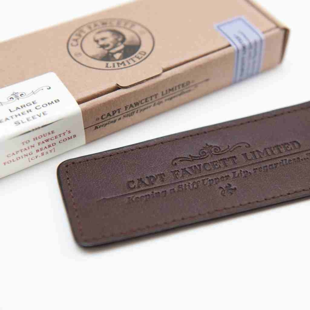 [901LBCS] CAPTAIN FAWCETT Lederetui für faltbaren Taschenbartkamm 
