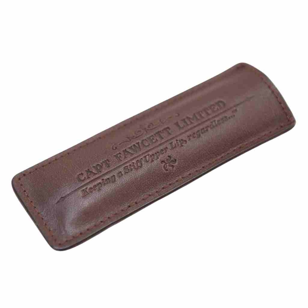 [901LMCS] CAPTAIN FAWCETT Ledertasche für klappbaren Taschenkamm für den Schnurrbart 