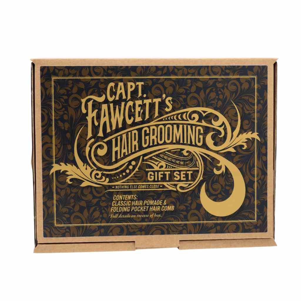 CAPTAIN FAWCETT Coffret cadeau pour le soin des cheveux - Pomade classique & Peigne pliable