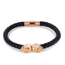 NORTHSKULL Bracelet Bleu marin & Rose Gold - Crâne jumeau