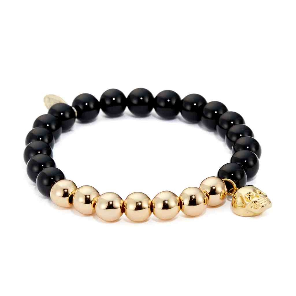 NORTHSKULL Bracelet Noir Onyx & Or - Crâne