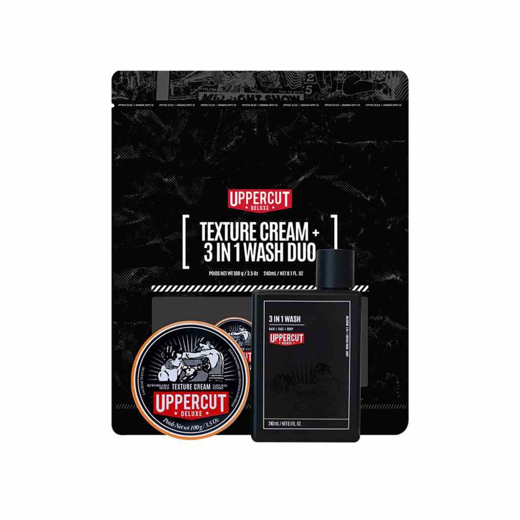 [UPD-XMAS-251] UPPERCUT DELUXE Duo Set Texture Cream & Nettoyant 3 en 1 - Noël Edition