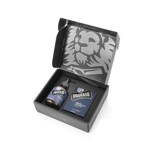 PRORASO Coffret shampoing et baume à barbe azur lime