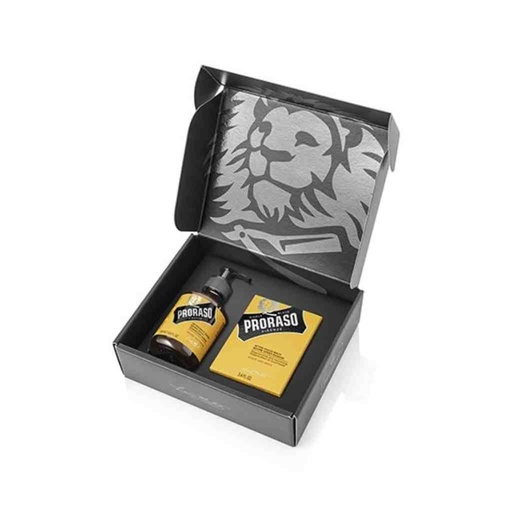 PRORASO Coffret shampoing et baume à barbe wood & spice