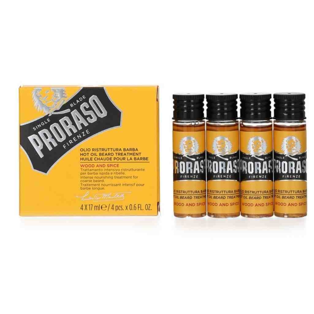 PRORASO Traitement à barbe à l'huile chaude Wood & Spice 4x17ml