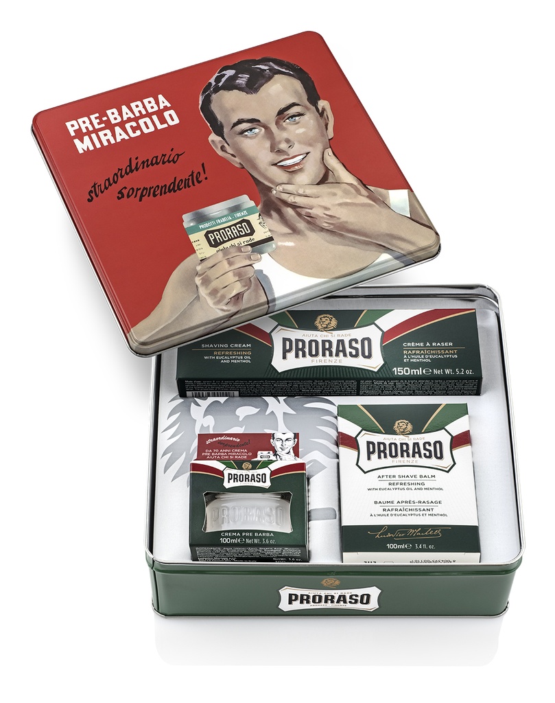 PRORASO Set de rasage gino green refresh