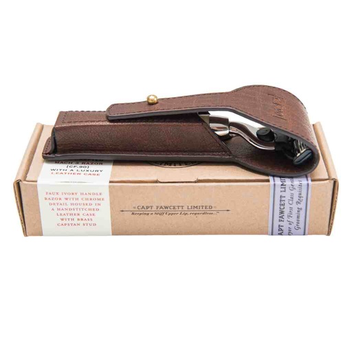 [CFA-5560] CAPTAIN FAWCETT Rasoir avec étui en cuir