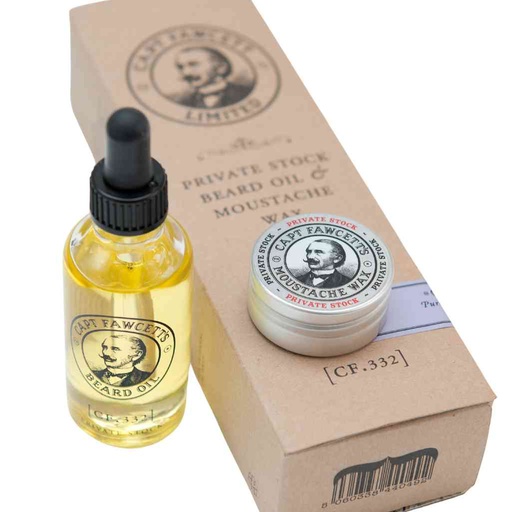 [CFA-6669] CAPTAIN FAWCETT Coffret cadeau Private Stock - Huile pour barbe de 50ml et Cire à moustache