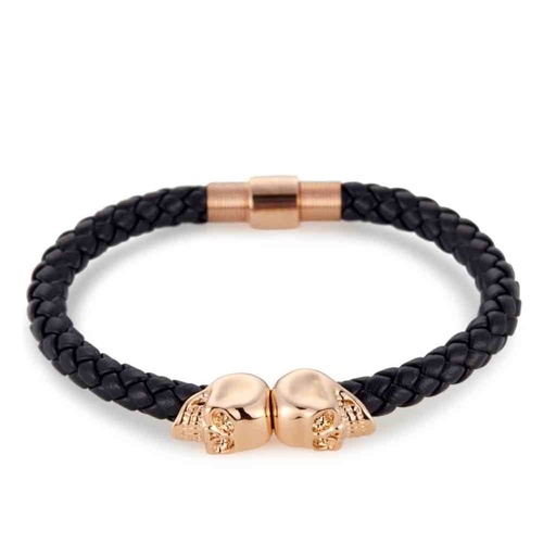 [5488125S] NORTHSKULL Bracelet Bleu marin & Rose Gold - Crâne jumeau