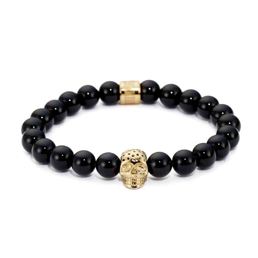 [5241701] NORTHSKULL Bracelet Noir & Or - Crâne S