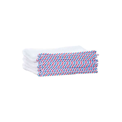 [1o1-TOW-001] 1o1BARBERS Serviette blanc/rouge/bleu 20x40cm